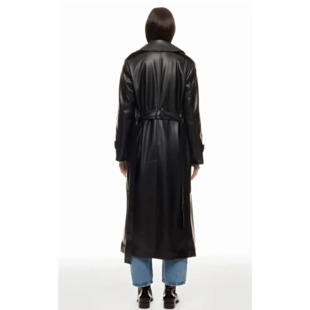 Derek Lam 10 Crosby x RTR Black Faux Leather Trench Coat